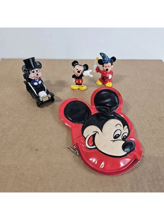 Disney Other - Bundle Vintage Disney Figures BONUS Mickey Mouse Coin Purse Cake Toppers WDW